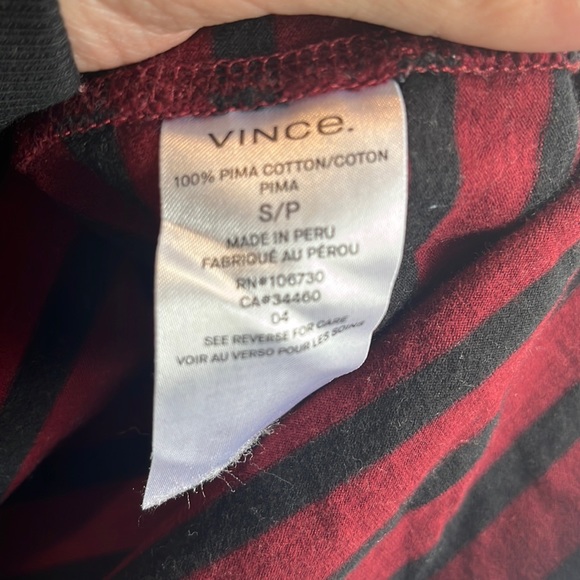 $100 Vince Size S Stripe Pima Cotton Short Sleeve Tee Shirt - Picture 3 of 5